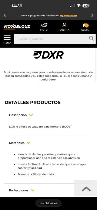 Pantalón vaquero moto