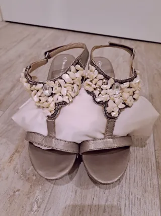 Sandali bronzo pelle madreperla