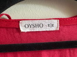Vestido rojo sedoso Oysho volantes