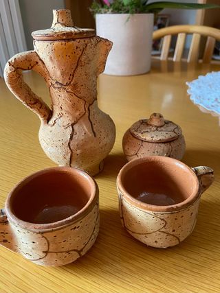 Set caffè ceramica vintage sughero