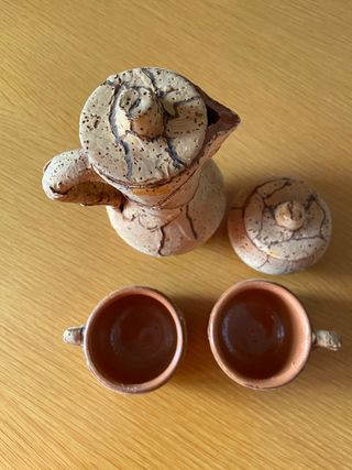 Set caffè ceramica vintage sughero