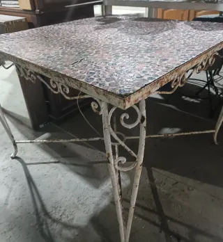 Mesa forja mosaico terraza  90x90 cms