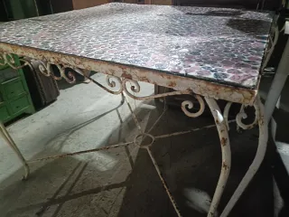 Mesa forja mosaico terraza  90x90 cms