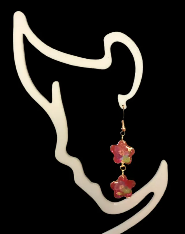 Pendientes Artesanales Resina y Flores