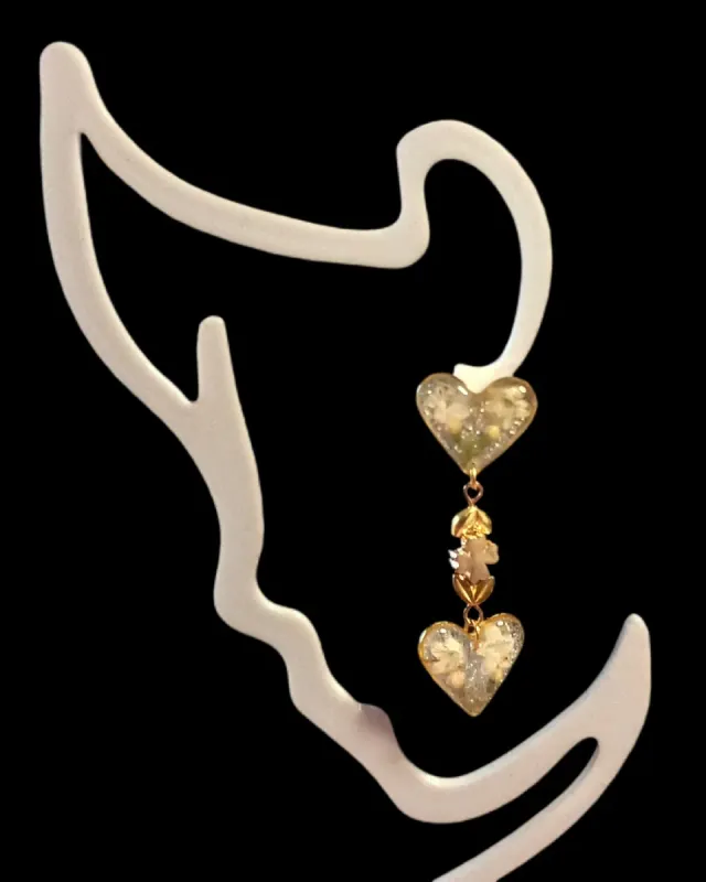 Pendientes Artesanales Resina y Flores