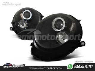 FAROS DELANTEROS OJOS DE ANGEL PARA MINI COOPER R56/R57 NEGROS 2006-2014