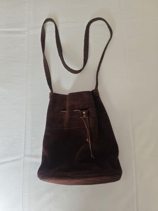 Bolso de hombro de ante marrón