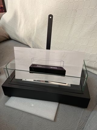 Chimenea de mesa cristal y metal