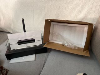 Chimenea de mesa cristal y metal