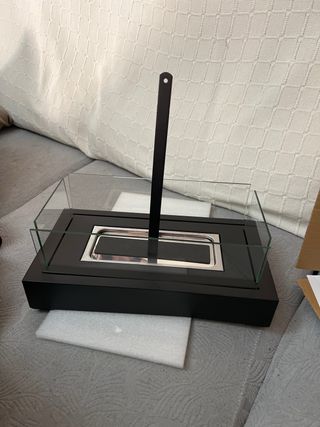 Chimenea de mesa cristal y metal