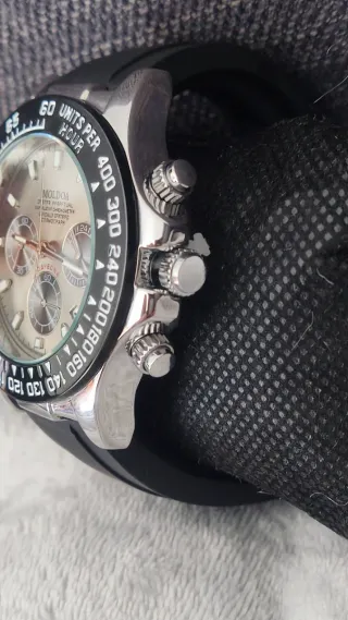 Reloj Deportivo Moldoa Cronógrafo Negro/Plata