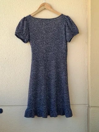 Vestido corto cruzado azul y blanco