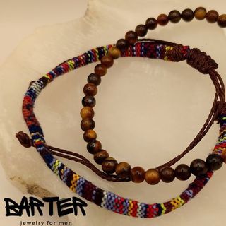 Pulseras Barter Algodón y Ojo de Tigre