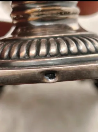 Salero antiguo de plata y cristal