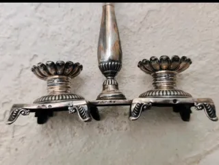 Salero antiguo de plata y cristal