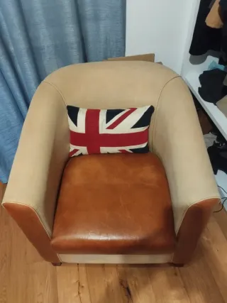 Poltrona Industrial in cuoio e tessuto