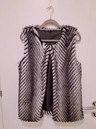 Gilet ecopelliccia fantasia chevron