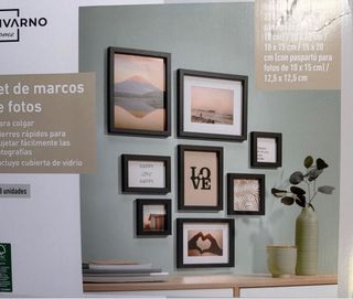 Set 8 Marcos Fotos Livarno Home Negro Cristal