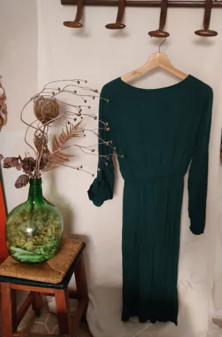 Vestido verde botones talla única