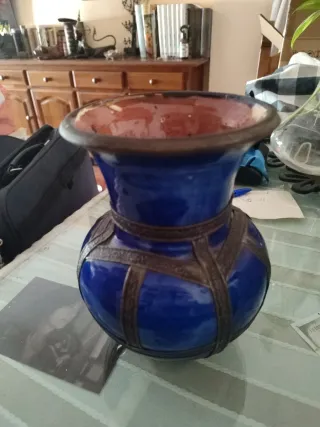 Jarrón Martoqui azul y plata