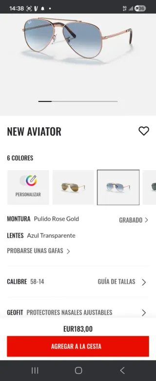 Gafas de Sol Ray-Ban Aviator Doradas