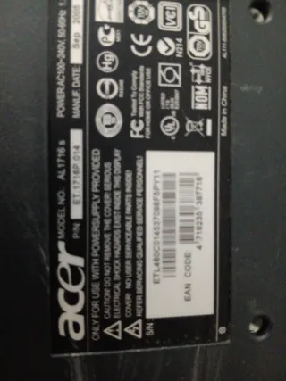 Monitor Acer AL1716 Plata