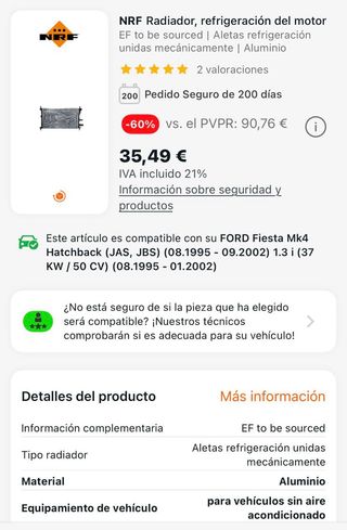 Radiador Ford Fiesta