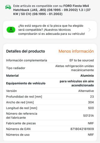 Radiador Ford Fiesta