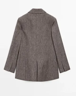 Blazer Lino Massimo Dutti Talla 38 Marrón