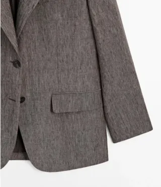 Blazer Lino Massimo Dutti Talla 38 Marrón