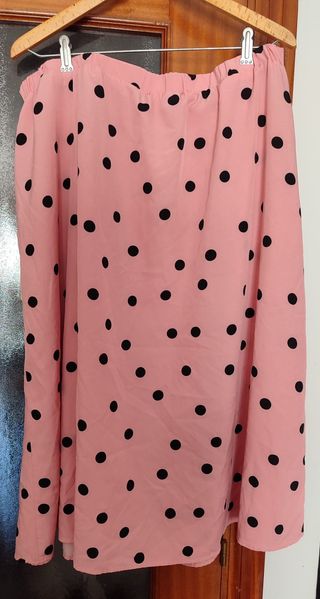 Falda Shein rosa topos negros botones 2XL