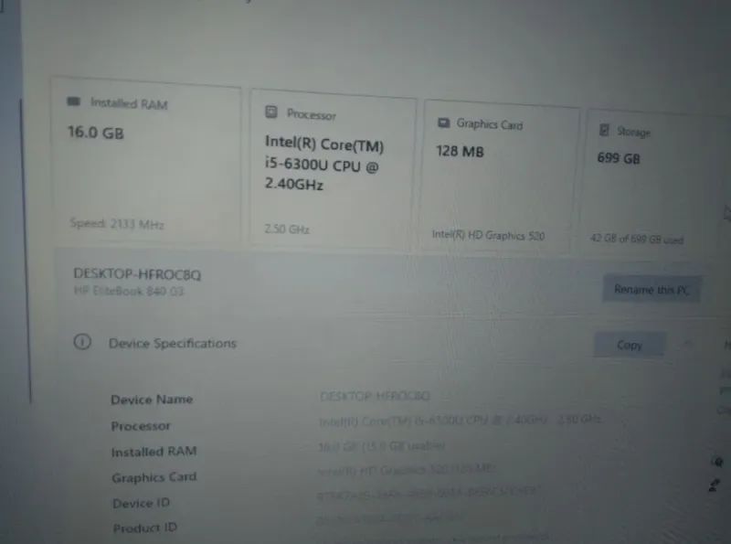 Portátil HP i5 16GB RAM 256gb SSD afbeelding 4