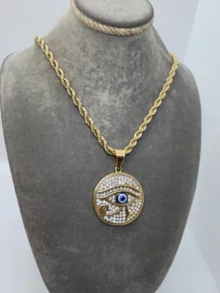 Collar Ojo Horus circonitas - Dorado