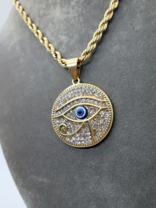 Collar Ojo Horus circonitas - Dorado