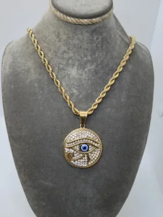 Collar Ojo Horus circonitas - Dorado