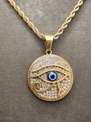 Collar Ojo Horus circonitas - Dorado