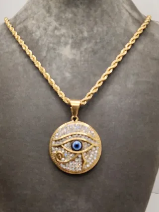 Collar Ojo Horus circonitas - Dorado