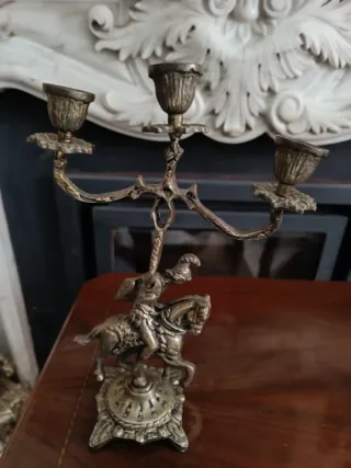 Pareja Candelabros Bronce Siglo XX