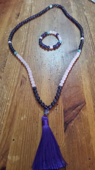 Conjunto collar y pulsera piedras