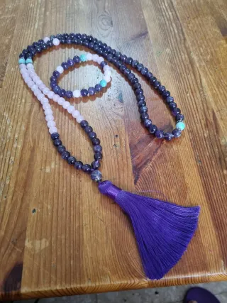 Conjunto collar y pulsera piedras