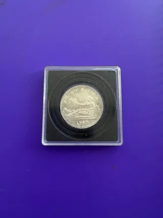 Moneda Antigua 2 pesetas 1869, estrella 69.