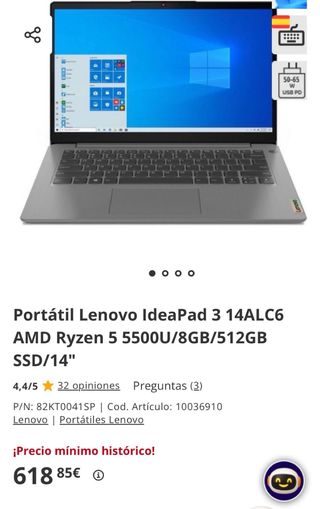 Ordenador portátil Lenovo Negro