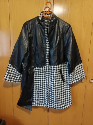 Nueva Chaqueta polipiel y tejido mujer