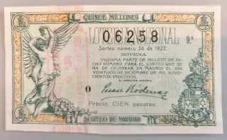 Décimo Lotería Nacional Navidad 1922