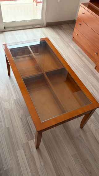 Mesa de centro madera y cristal