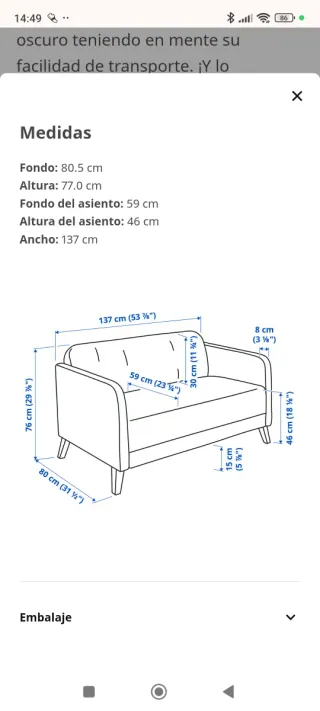 Sofá 2 plazas beige