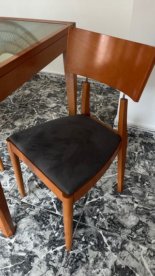 Mesa comedor madera y cristal extensible 4 sillas