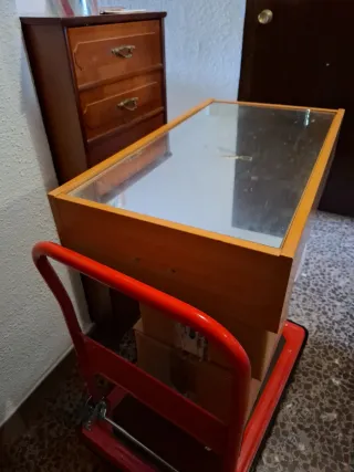 Armario baño madera y cristal