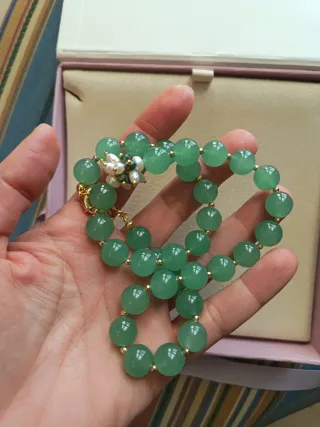 Parure collana e orecchini perla e avventurina