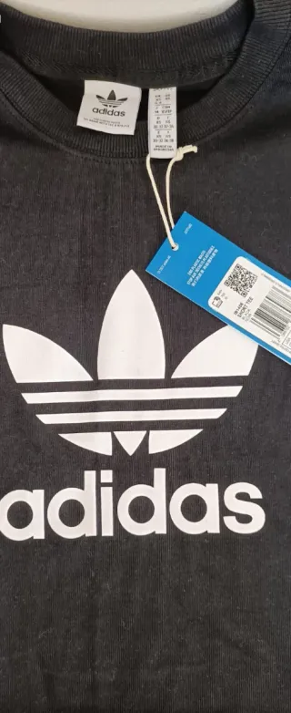 Maglia Adidas crop cotone nera XS